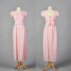 1960s Pink and White Lace Pencil Dress