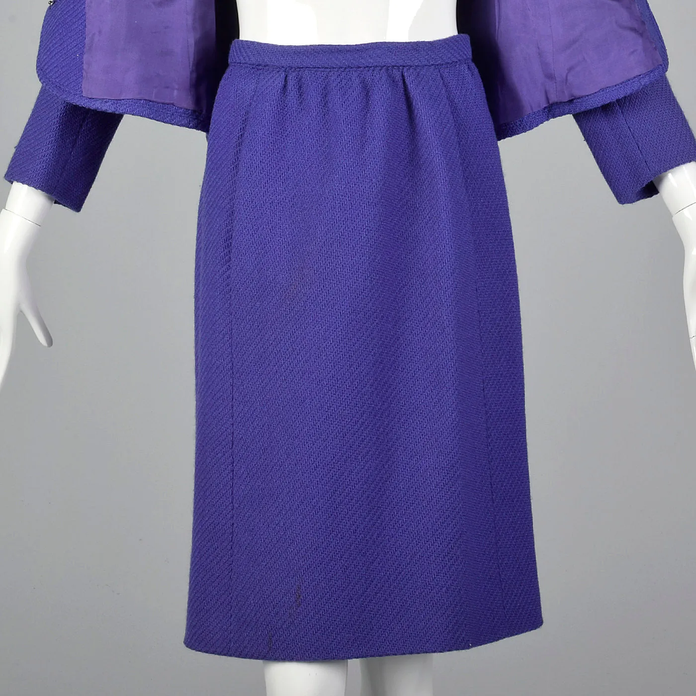 1960s Purple Skirt Suit with Decorative Buttons