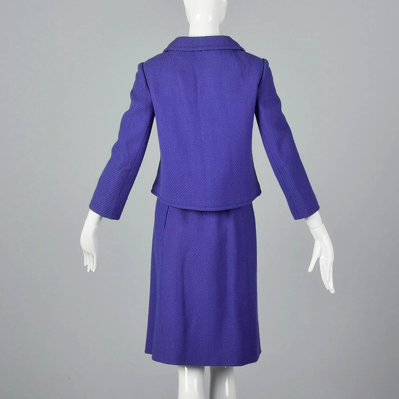 1960s Purple Skirt Suit with Decorative Buttons