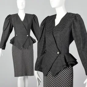 1980s Emanuel Ungaro Parallele Stripe Skirt Suit