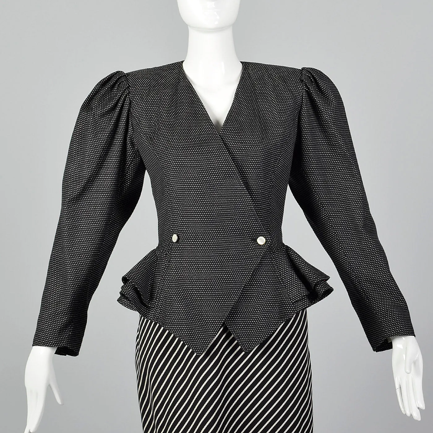 1980s Emanuel Ungaro Parallele Stripe Skirt Suit