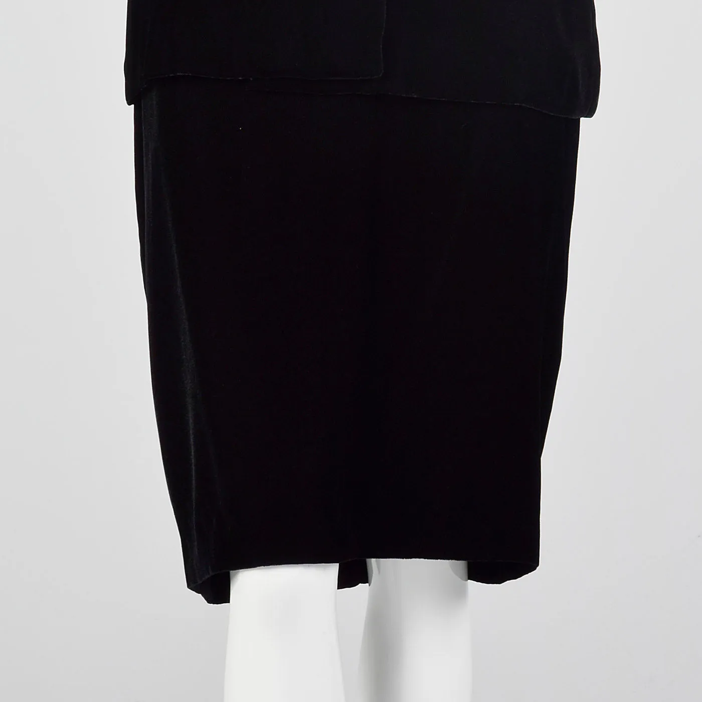 1980s Ingrid Luhn Black Velvet Skirt Suit with Gold Shoulders