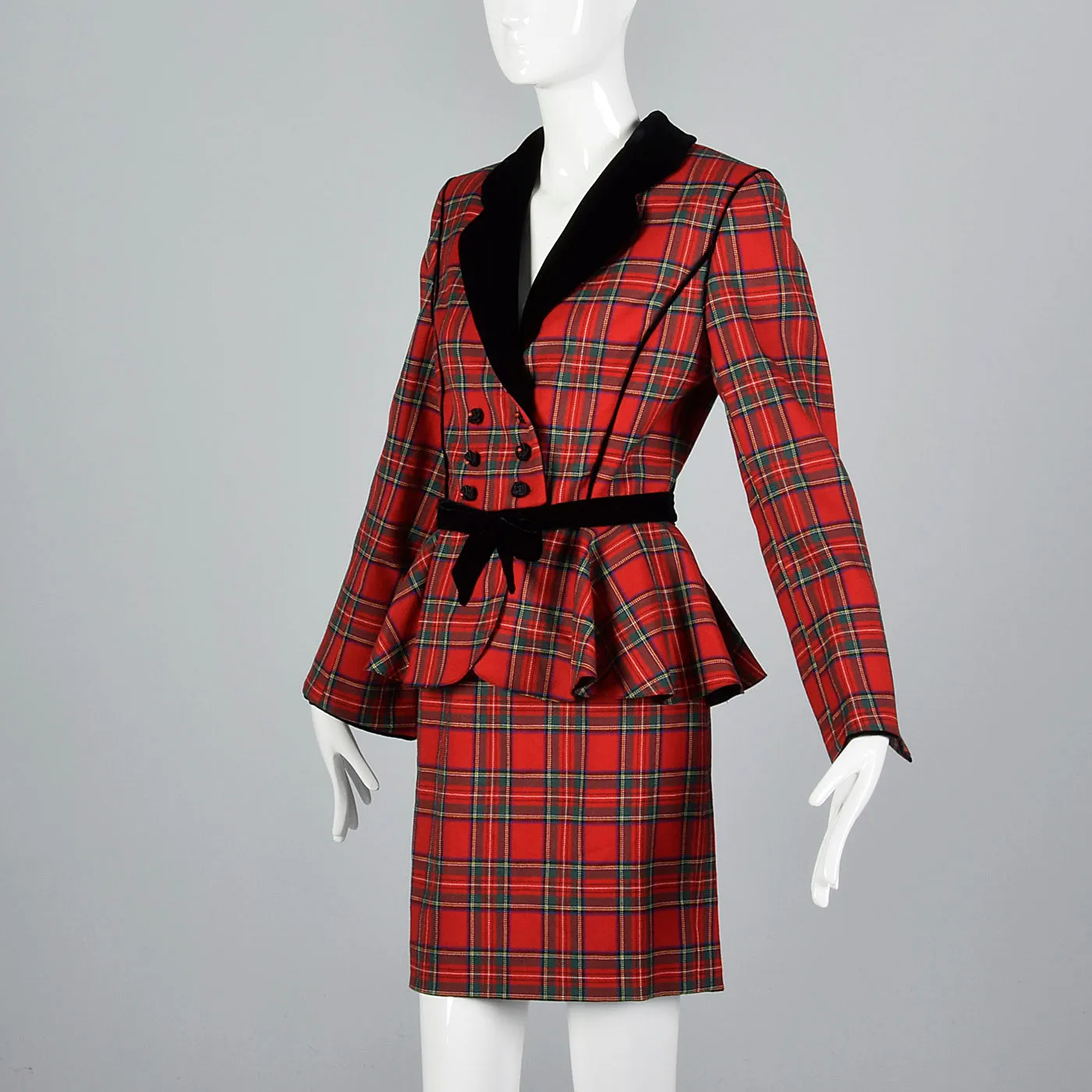 1990s Emanuel Ungaro Parallele Two Piece Plaid Skirt Suit