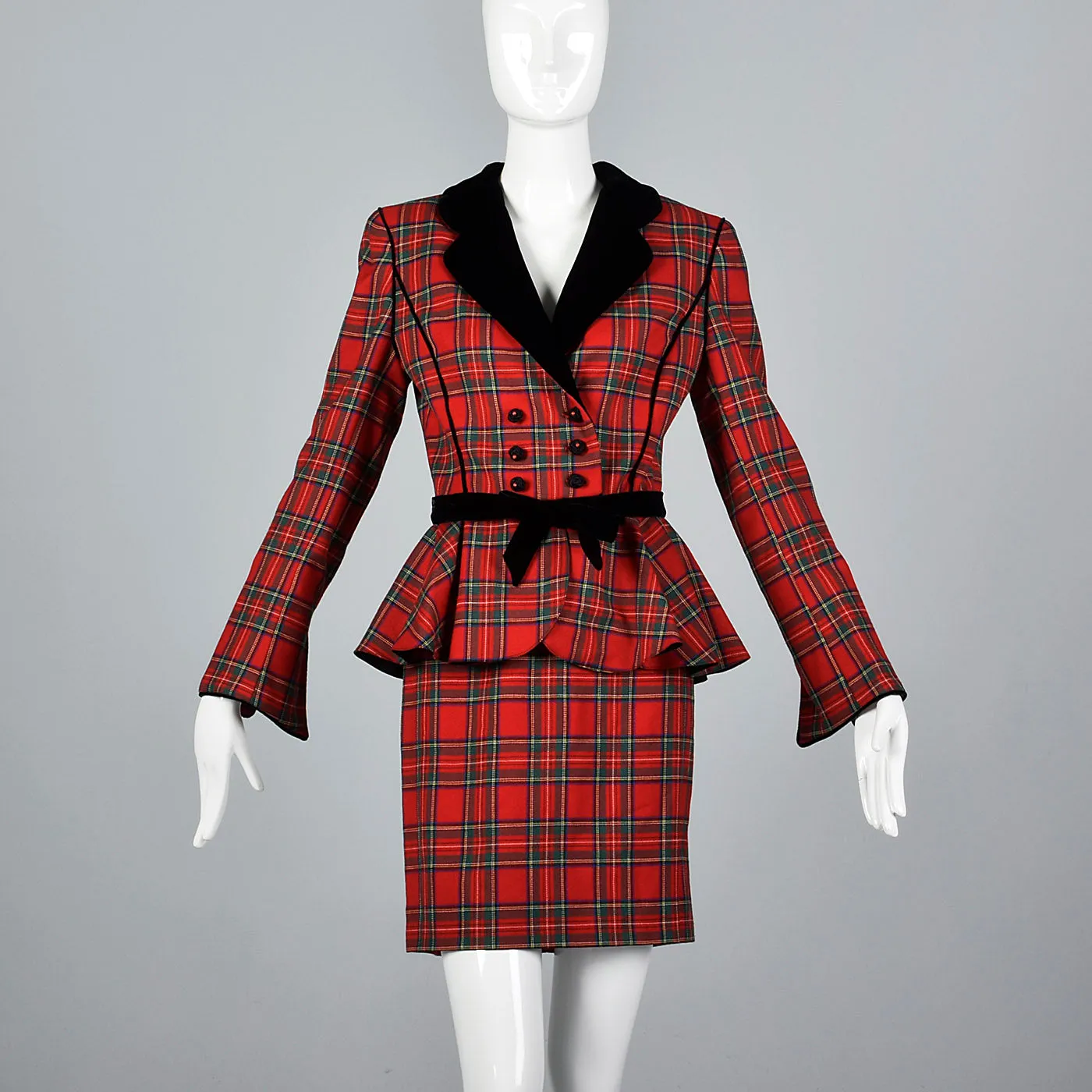 1990s Emanuel Ungaro Parallele Two Piece Plaid Skirt Suit