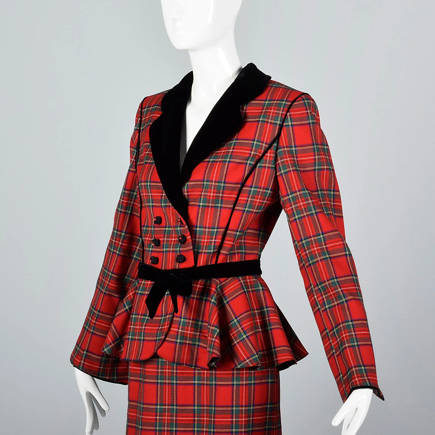 1990s Emanuel Ungaro Parallele Two Piece Plaid Skirt Suit