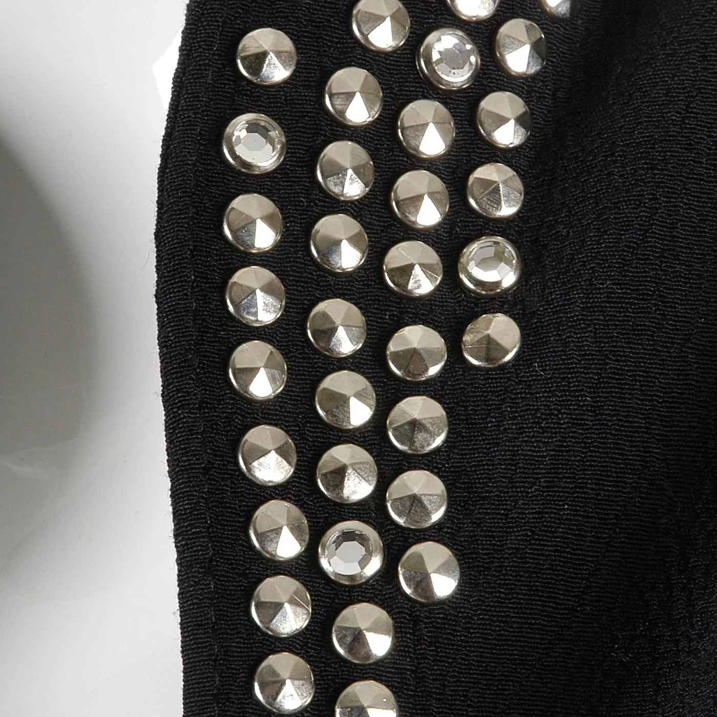 1990s Tadashi Curvy Black Skirt Suit with Silver Studs