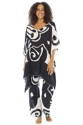 2 Piece Lounge Set with Poncho Tunic and Pants