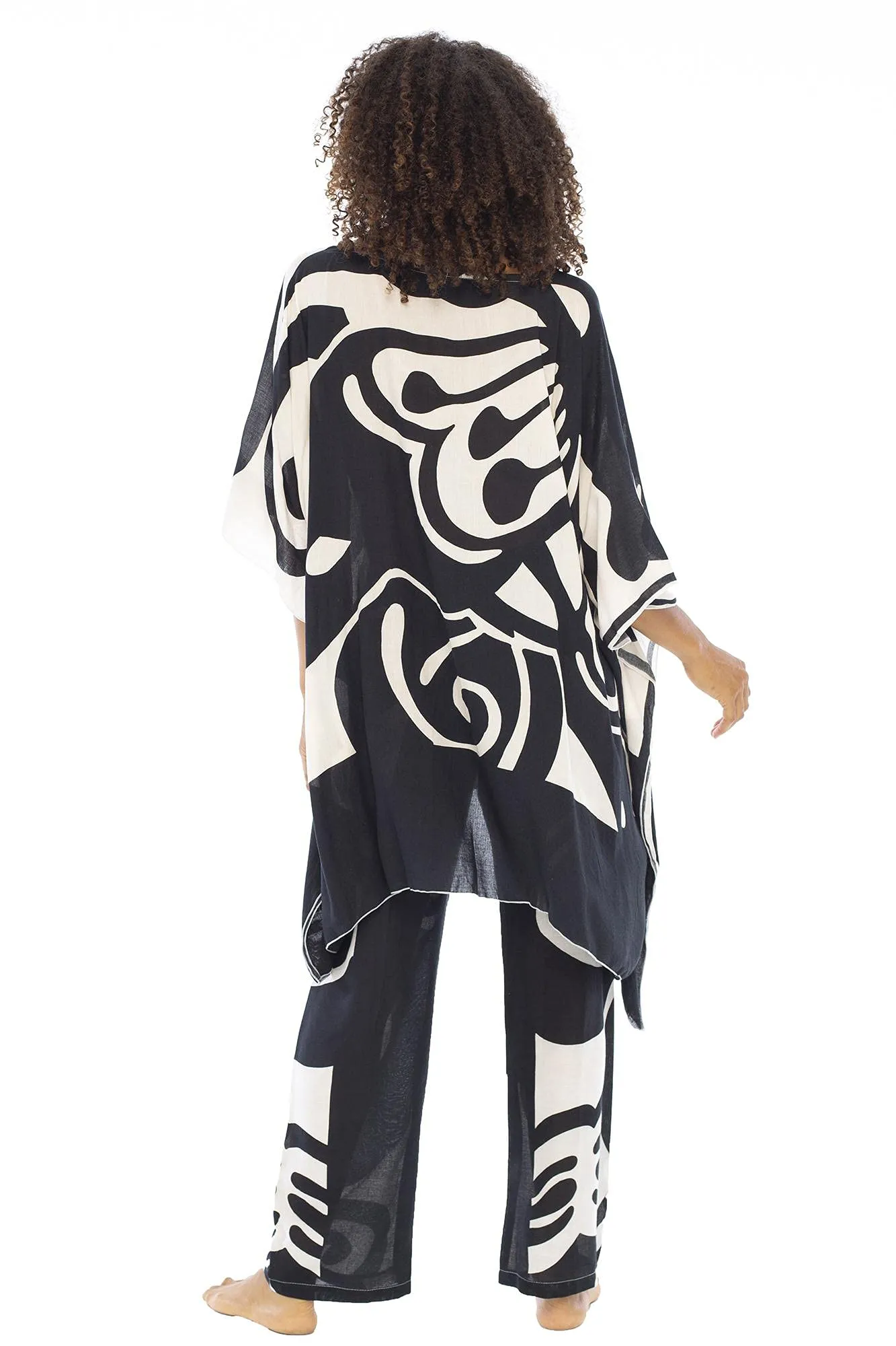 2 Piece Lounge Set with Poncho Tunic and Pants