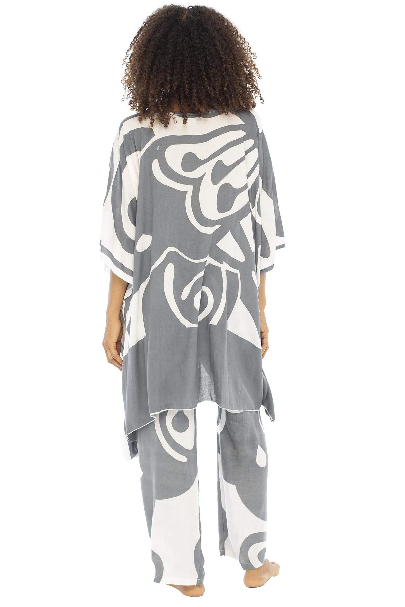 2 Piece Lounge Set with Poncho Tunic and Pants