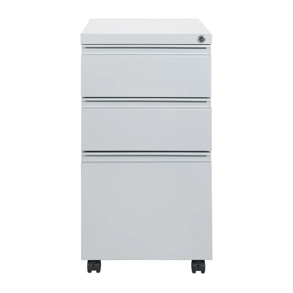 22" Closed Top Mobil Pedestal With Casters - File/File (Silver), PTC22BBF-SV