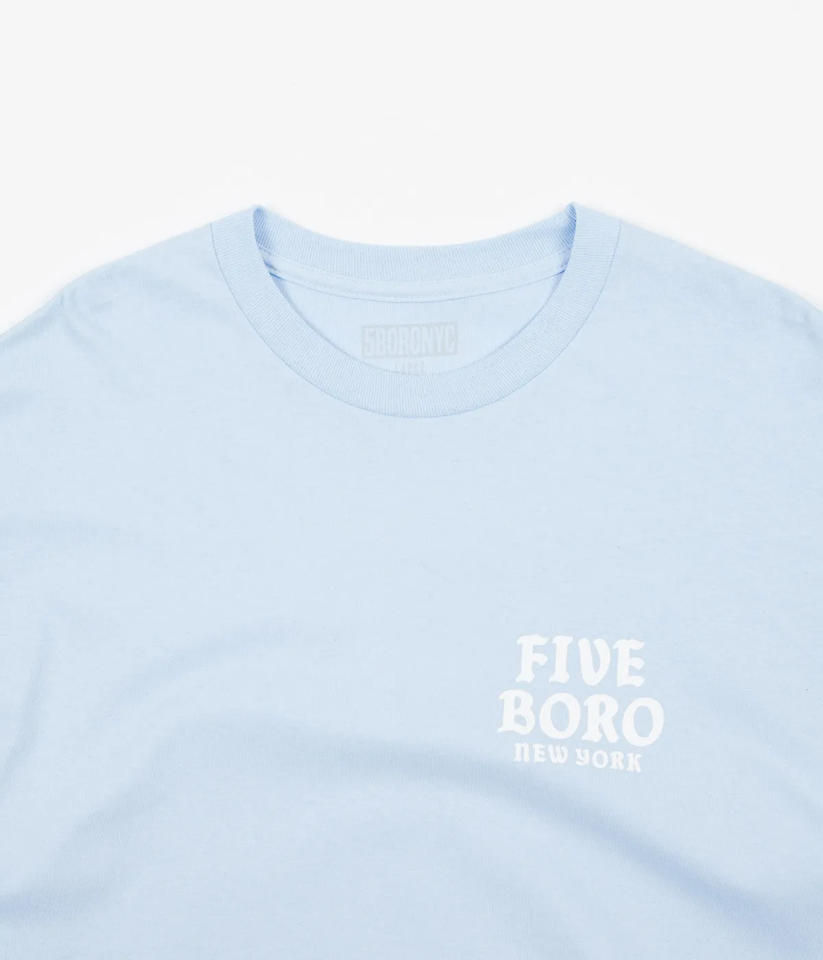 5Boro Skull & Cat Long Sleeve T-Shirt - Powder Blue