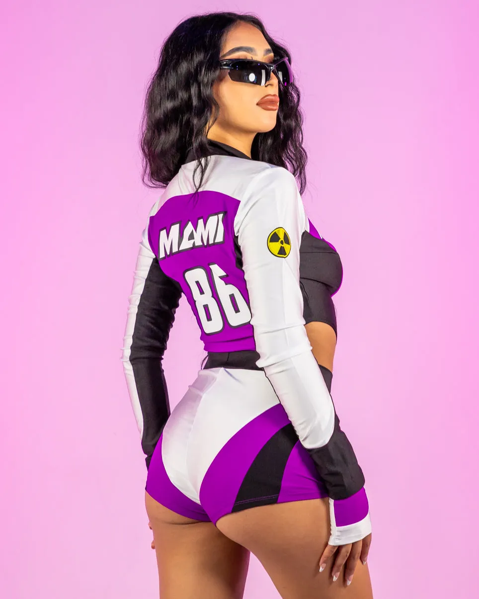 5pc Purple Moto Mami Costume