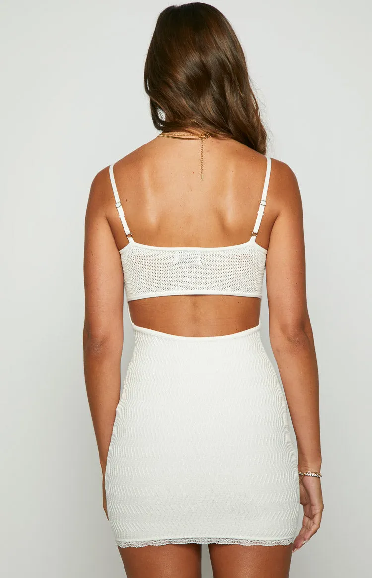 Adena White Knit Mini Dress