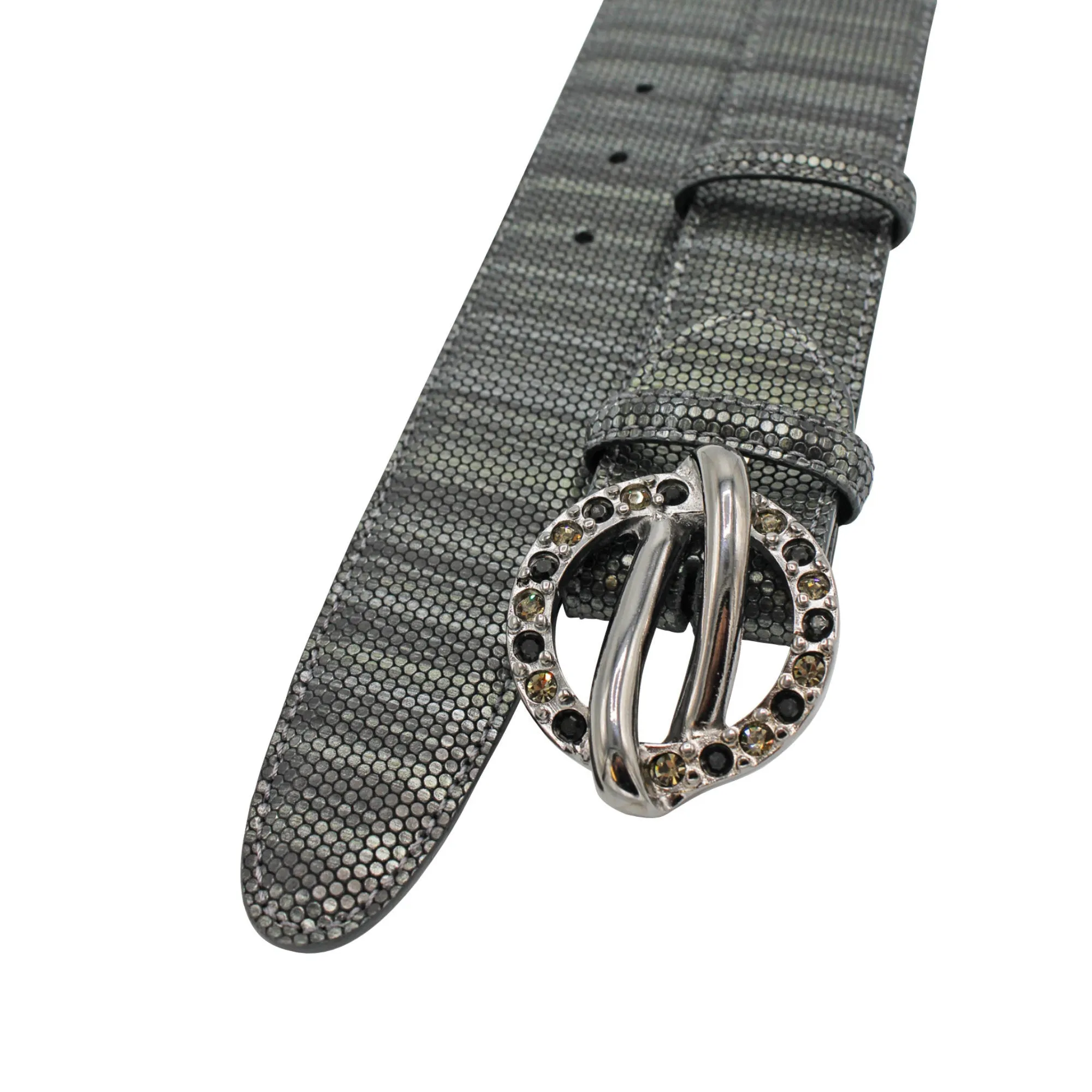 Anthracite Honeycomb Texture Metallic Saturn Crystal Belt