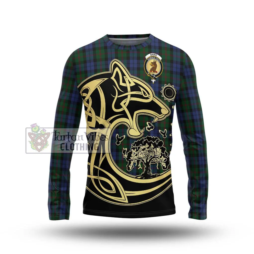 Baird Tartan Long Sleeve T-Shirt with Family Crest Celtic Wolf Style