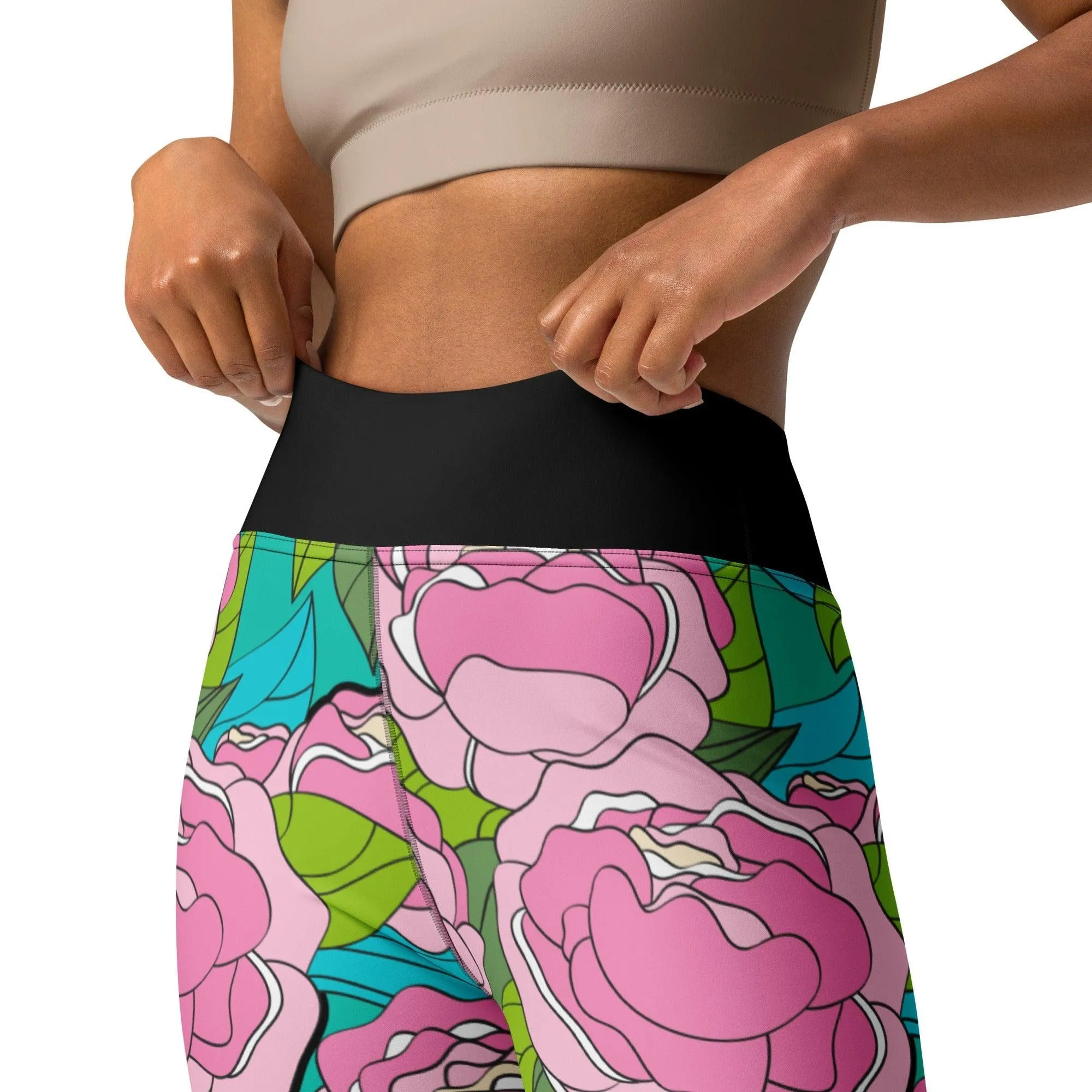 BE MY ONLY pink turquoise -2- Yoga Leggings