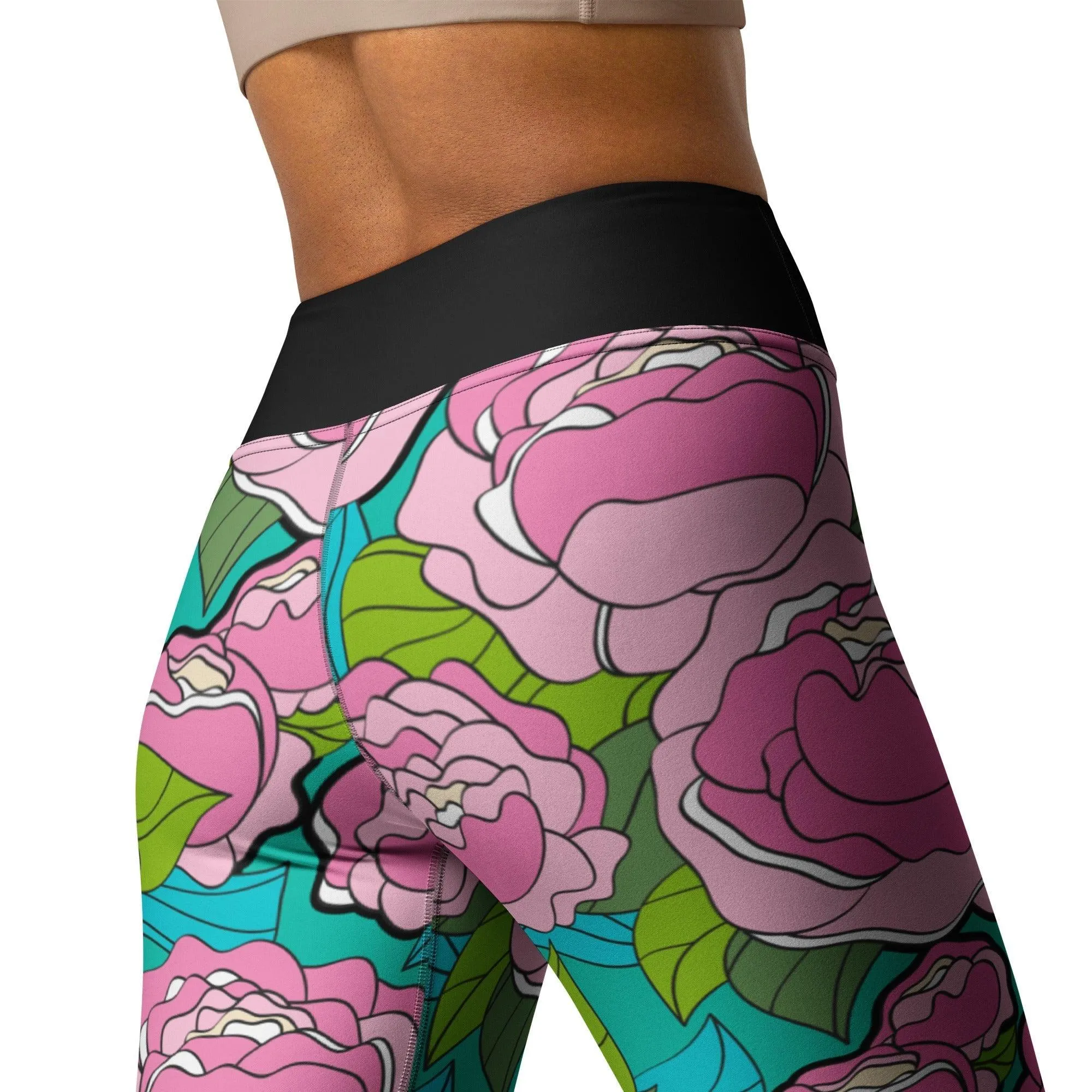 BE MY ONLY pink turquoise -2- Yoga Leggings