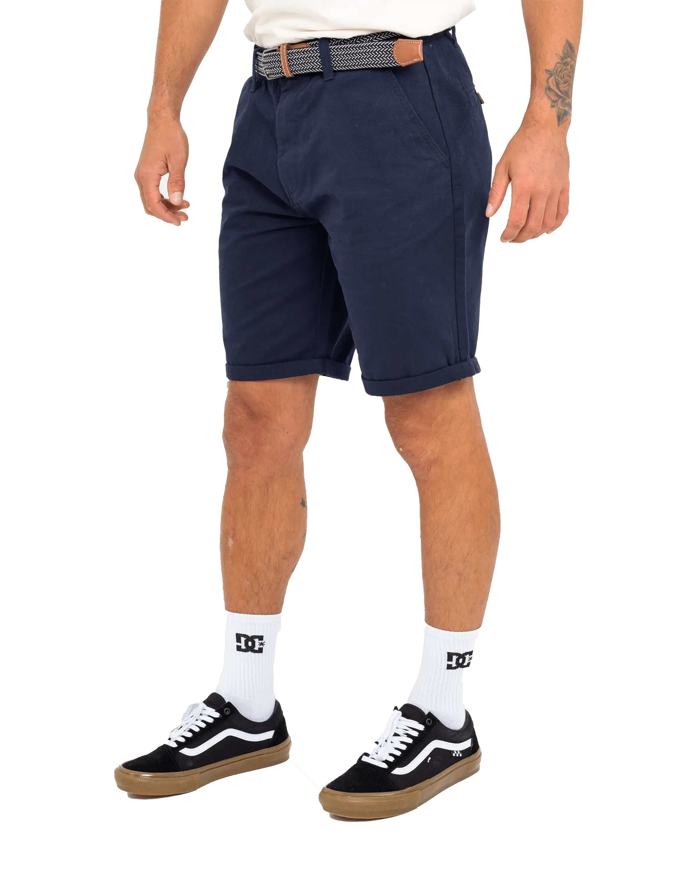 Belted Chino Walkshorts in Navy