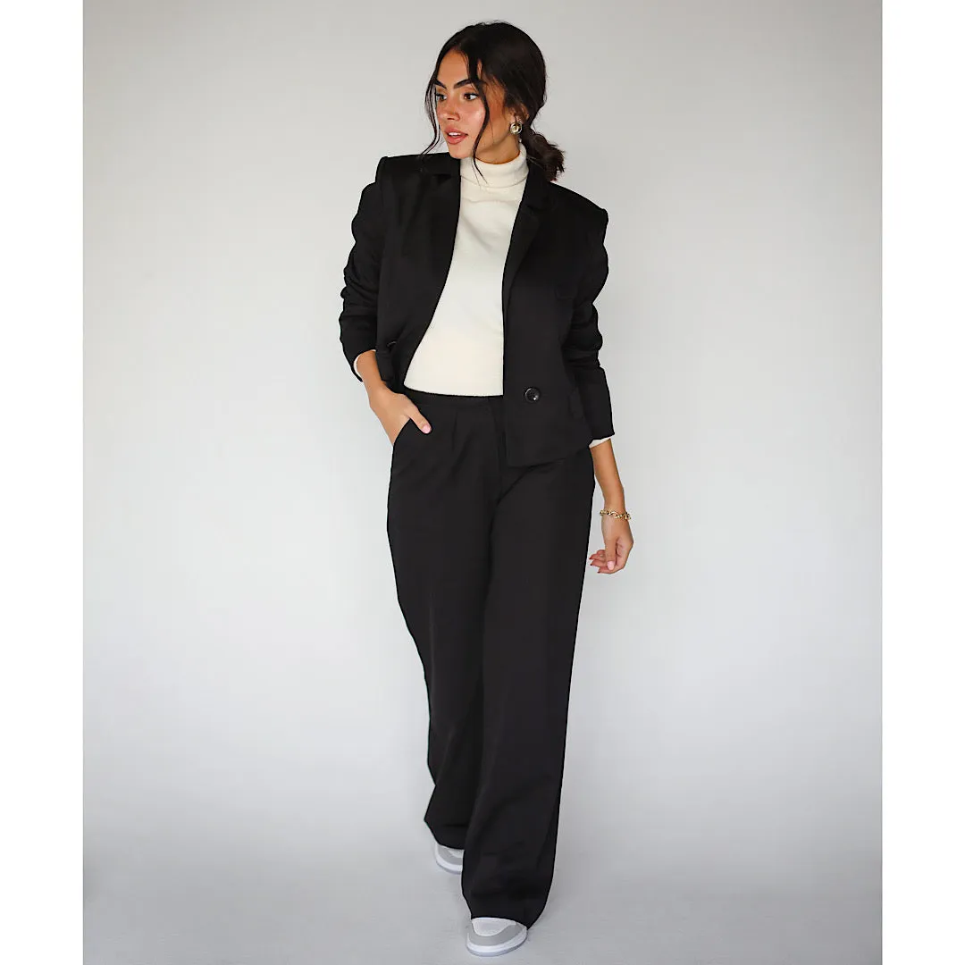 Black gabardine suit