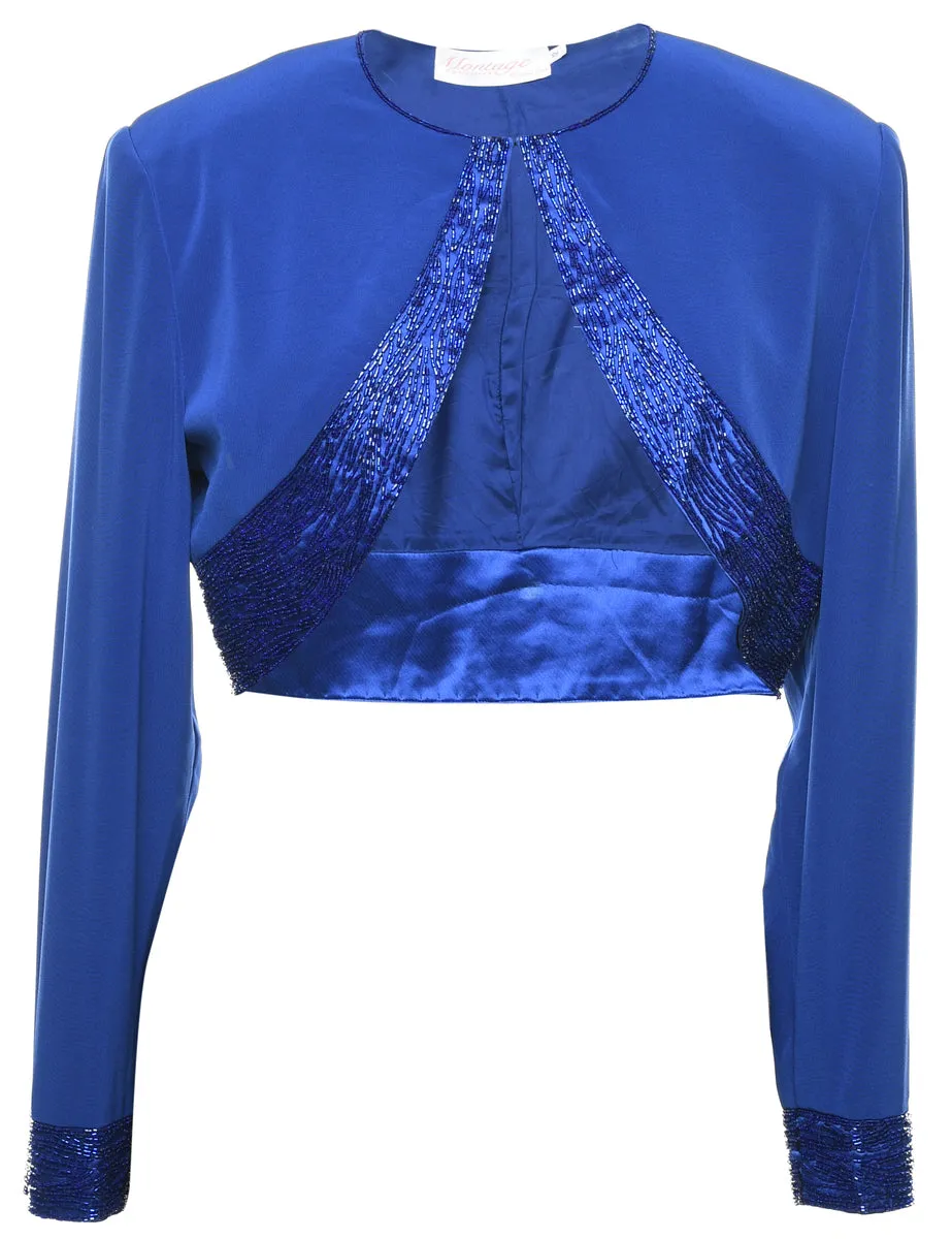 Blue Cropped Evening Jacket - M