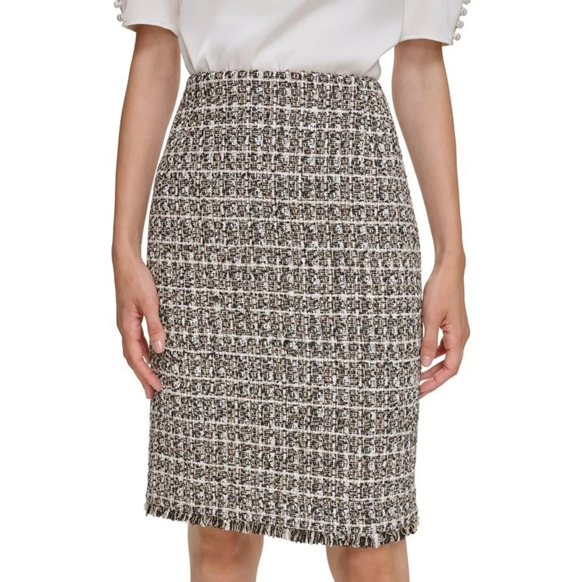 Calvin Klein Womens Petites Metallic Pencil Skirt