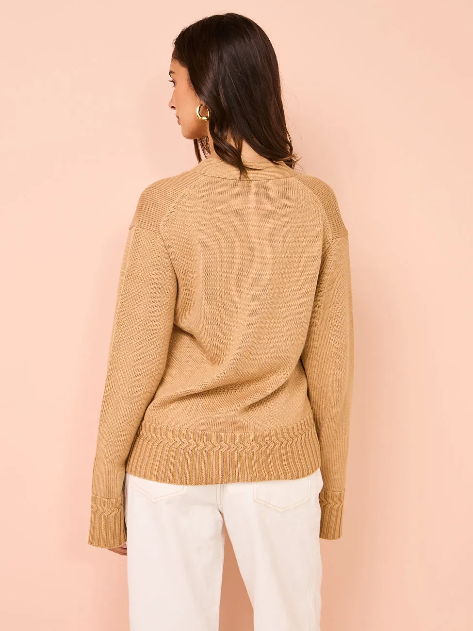 Camilla and Marc Reid Boxy Knit Cardigan in Caramel