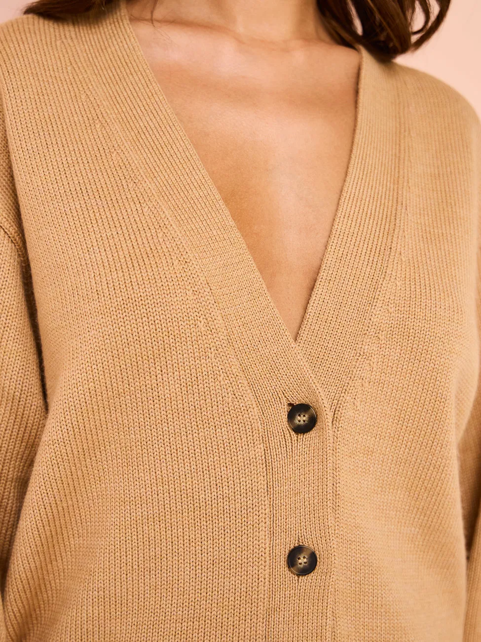 Camilla and Marc Reid Boxy Knit Cardigan in Caramel