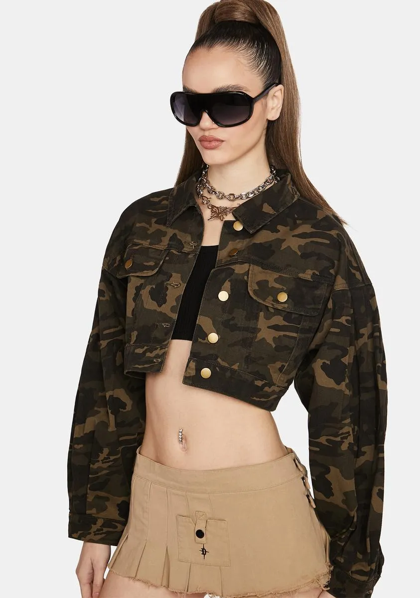 Camo Set Em Straight Cropped Jacket