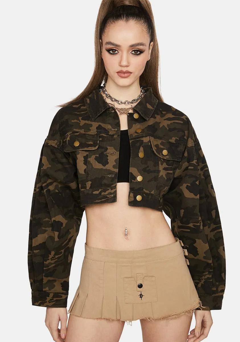 Camo Set Em Straight Cropped Jacket