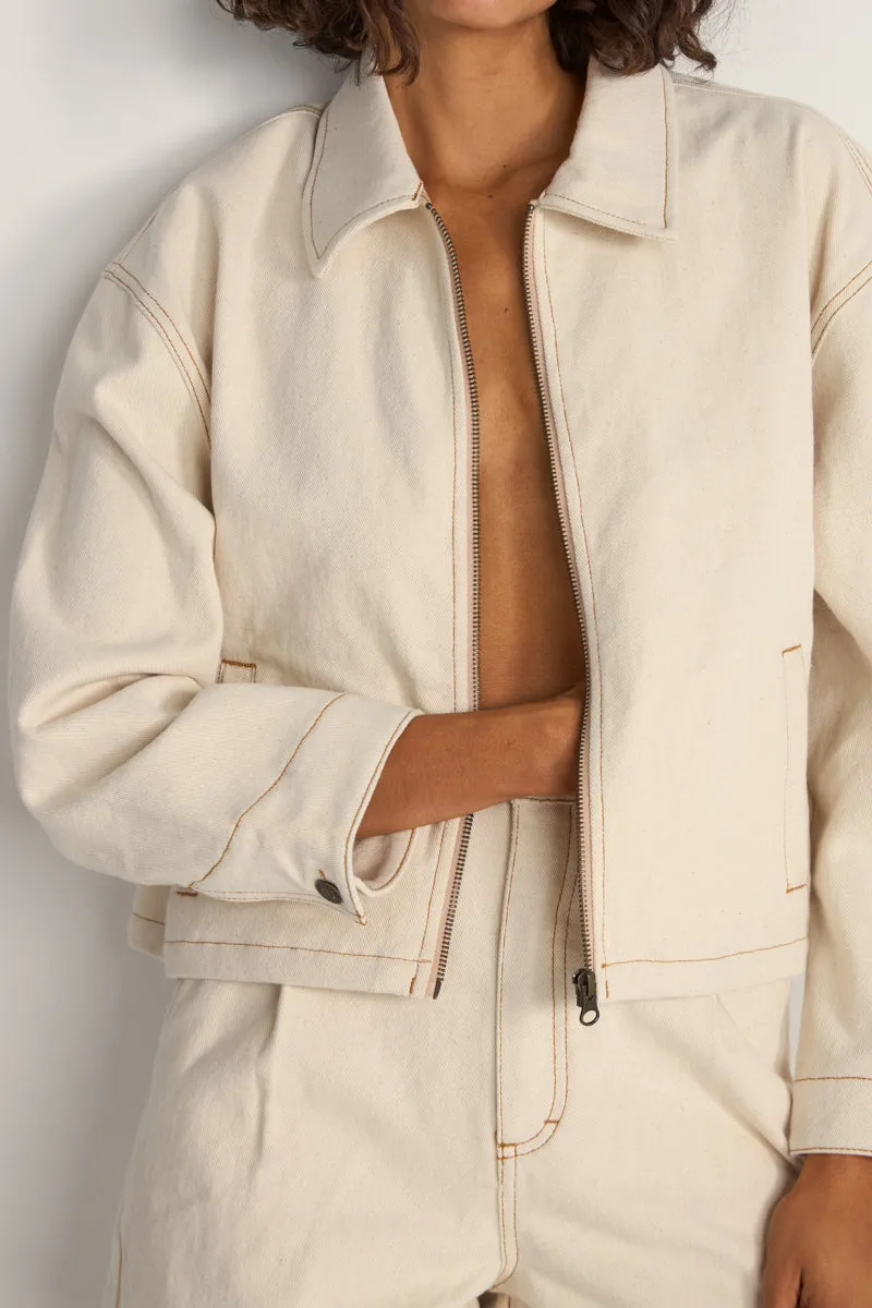 Capri Cropped Jacket Natural