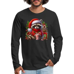 Christmas Cute Feral Raccoon Men's Premium Long Sleeve T-Shirt