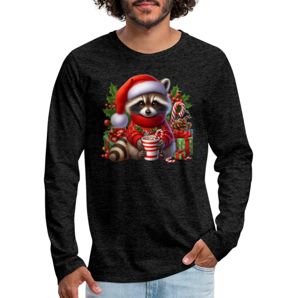 Christmas Cute Feral Raccoon Men's Premium Long Sleeve T-Shirt