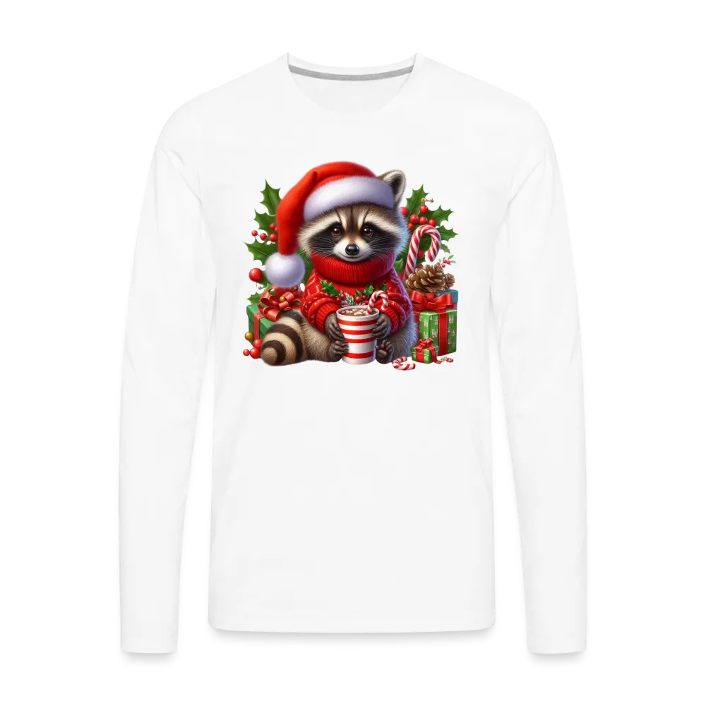 Christmas Cute Feral Raccoon Men's Premium Long Sleeve T-Shirt