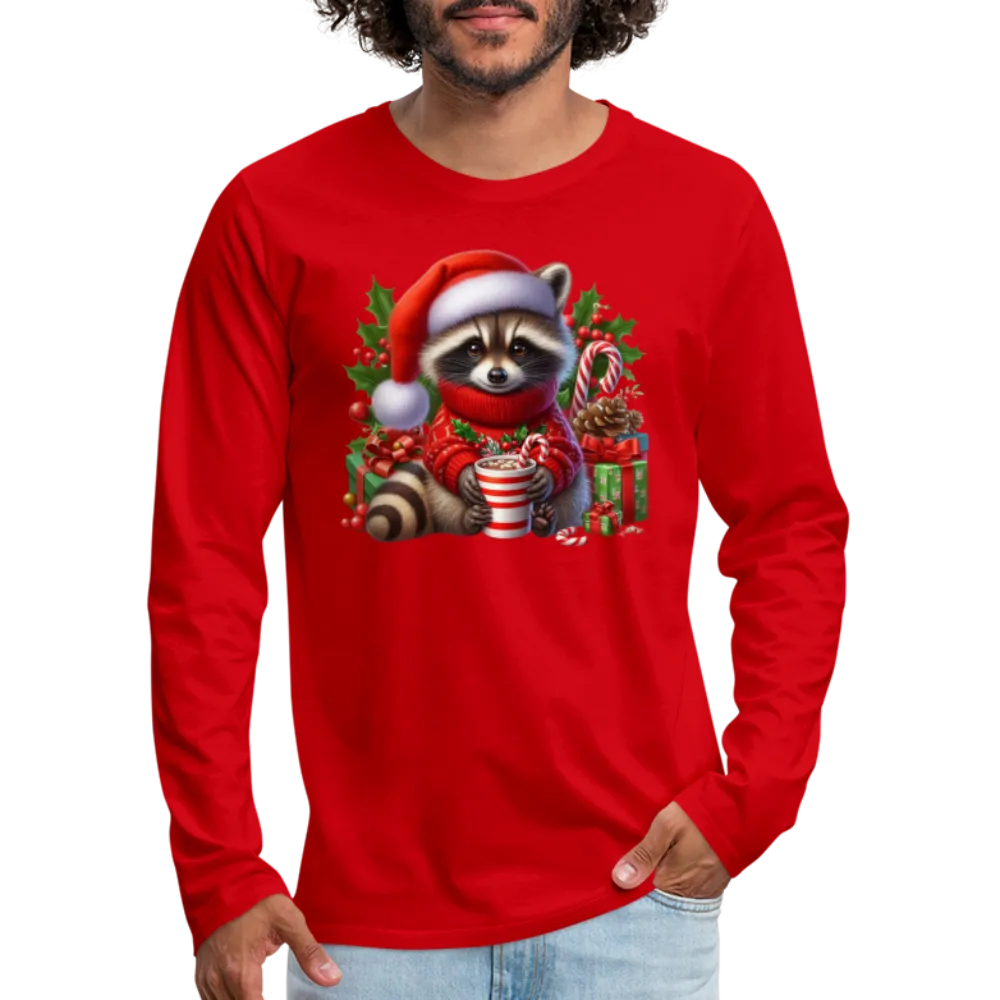 Christmas Cute Feral Raccoon Men's Premium Long Sleeve T-Shirt