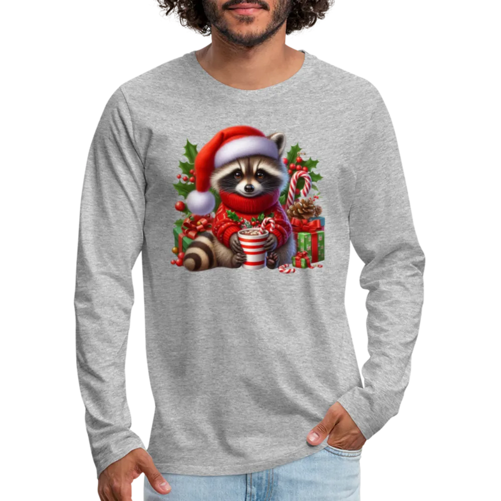 Christmas Cute Feral Raccoon Men's Premium Long Sleeve T-Shirt