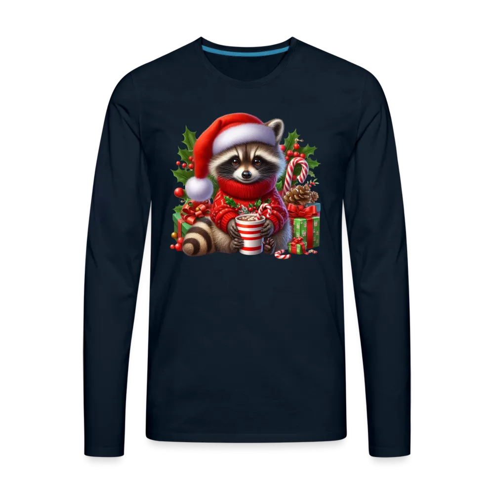 Christmas Cute Feral Raccoon Men's Premium Long Sleeve T-Shirt