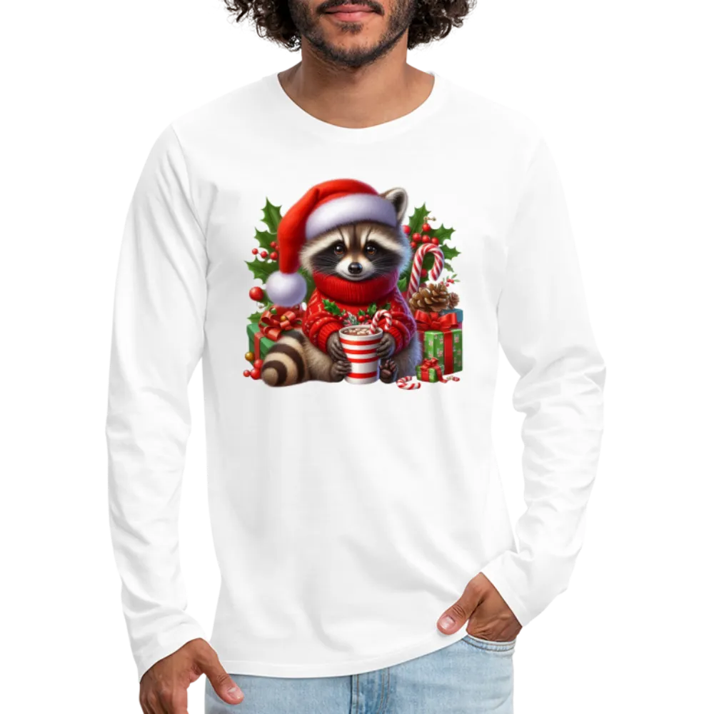 Christmas Cute Feral Raccoon Men's Premium Long Sleeve T-Shirt