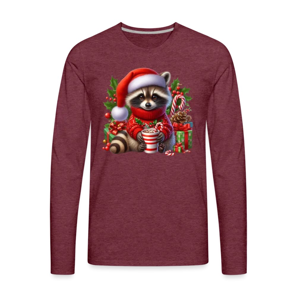 Christmas Cute Feral Raccoon Men's Premium Long Sleeve T-Shirt