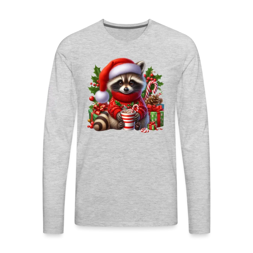 Christmas Cute Feral Raccoon Men's Premium Long Sleeve T-Shirt