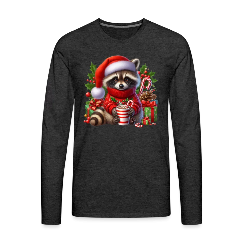 Christmas Cute Feral Raccoon Men's Premium Long Sleeve T-Shirt