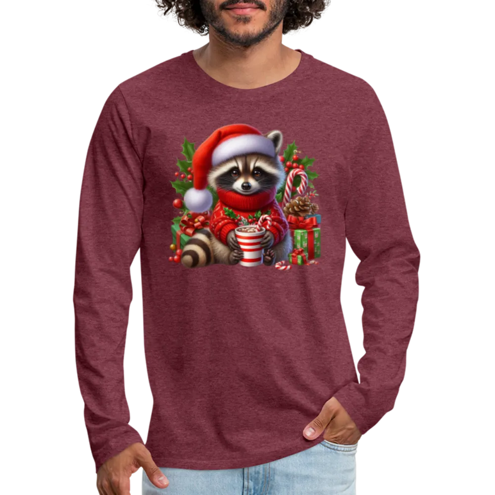 Christmas Cute Feral Raccoon Men's Premium Long Sleeve T-Shirt