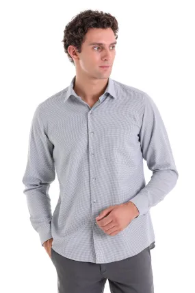 Classic Fit Long Sleeve Cotton Blend Gray Dress Shirt