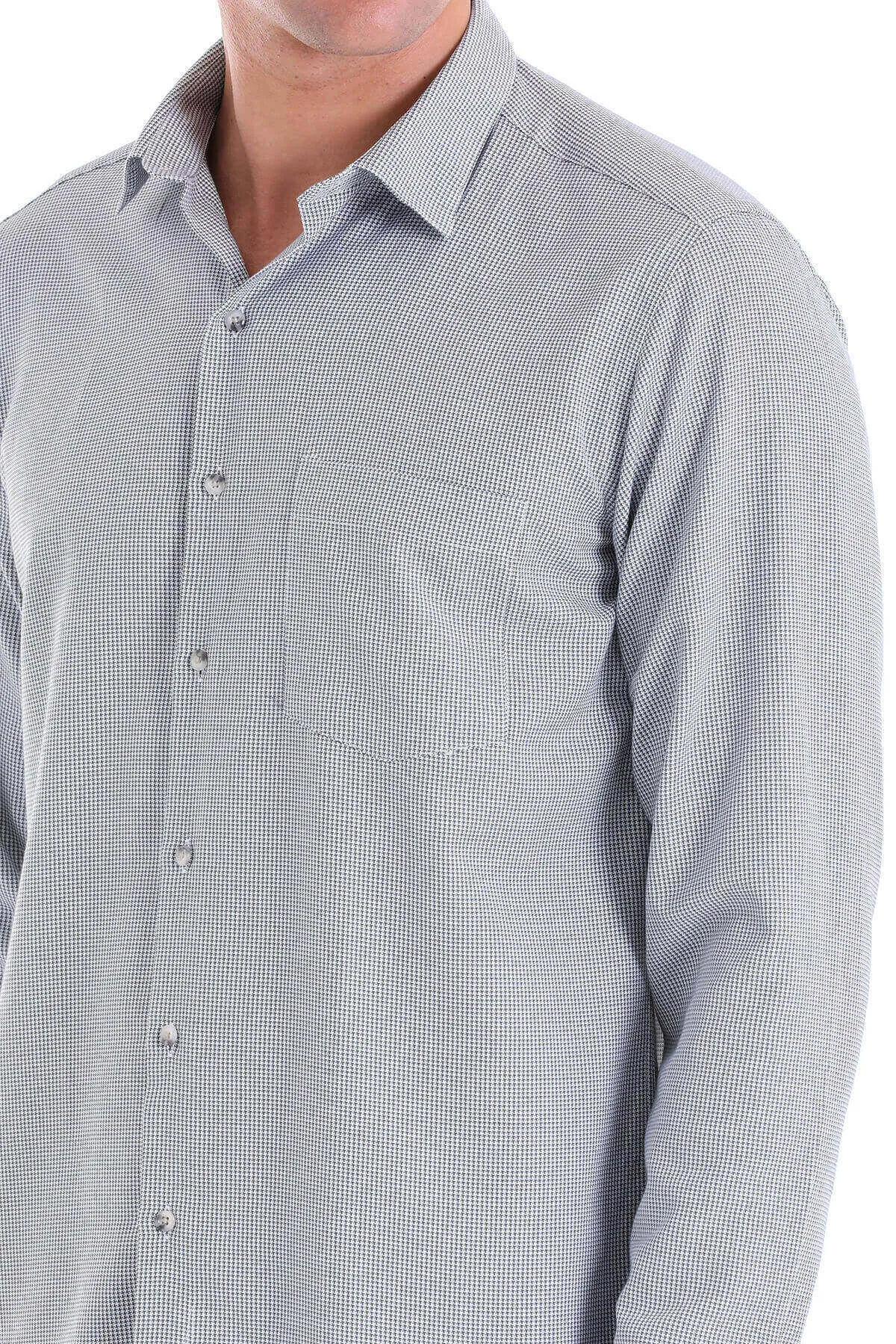 Classic Fit Long Sleeve Cotton Blend Gray Dress Shirt