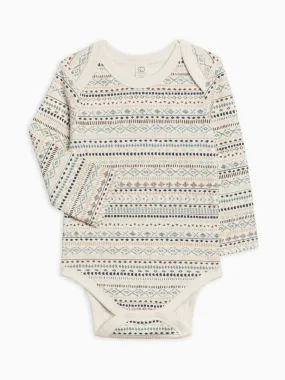 Colored Organics - River Long Sleeve Bodysuit - Southwest/Teal   Taupe