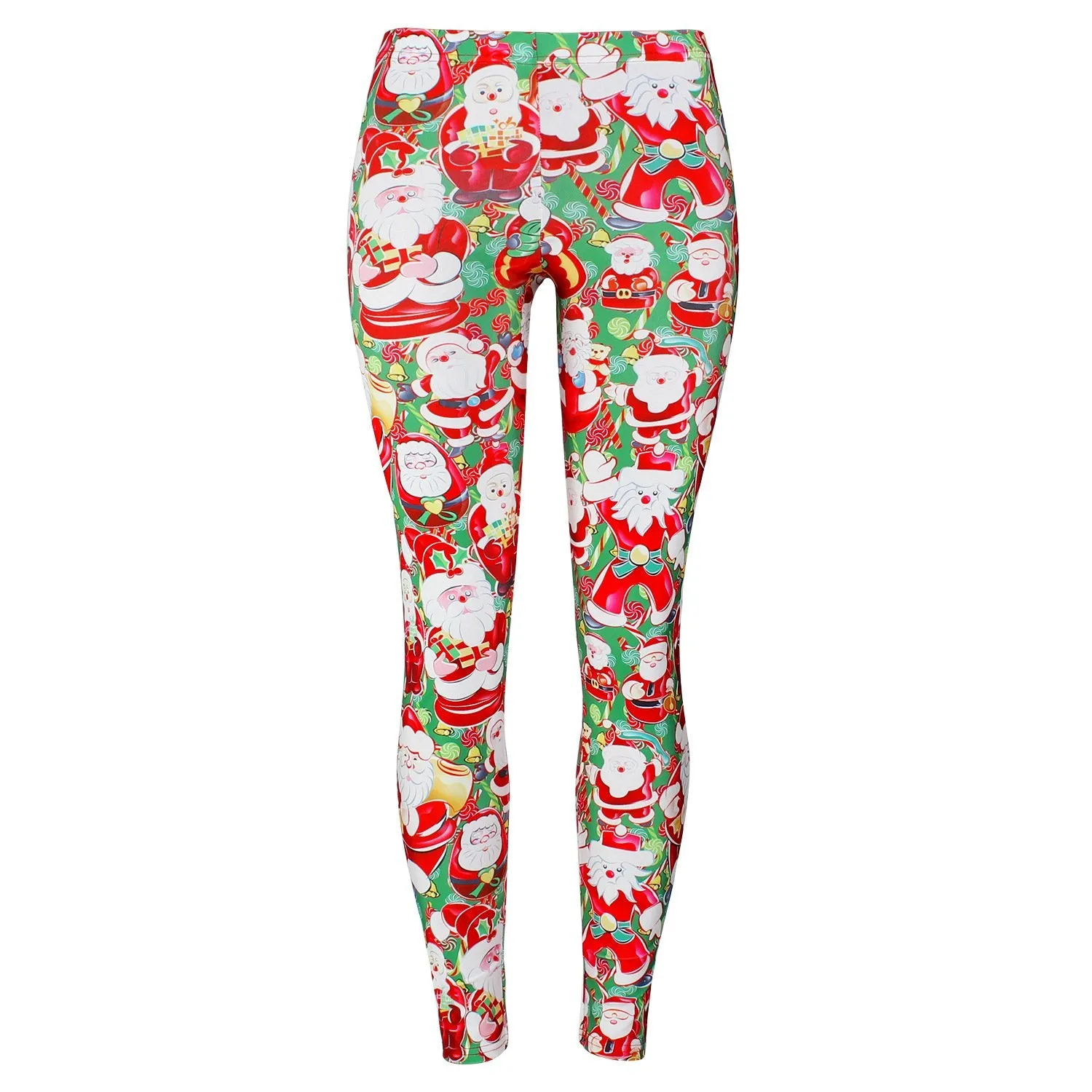 Colorful Digital Print Medium Waist Women Christmas Party Leggings Pants