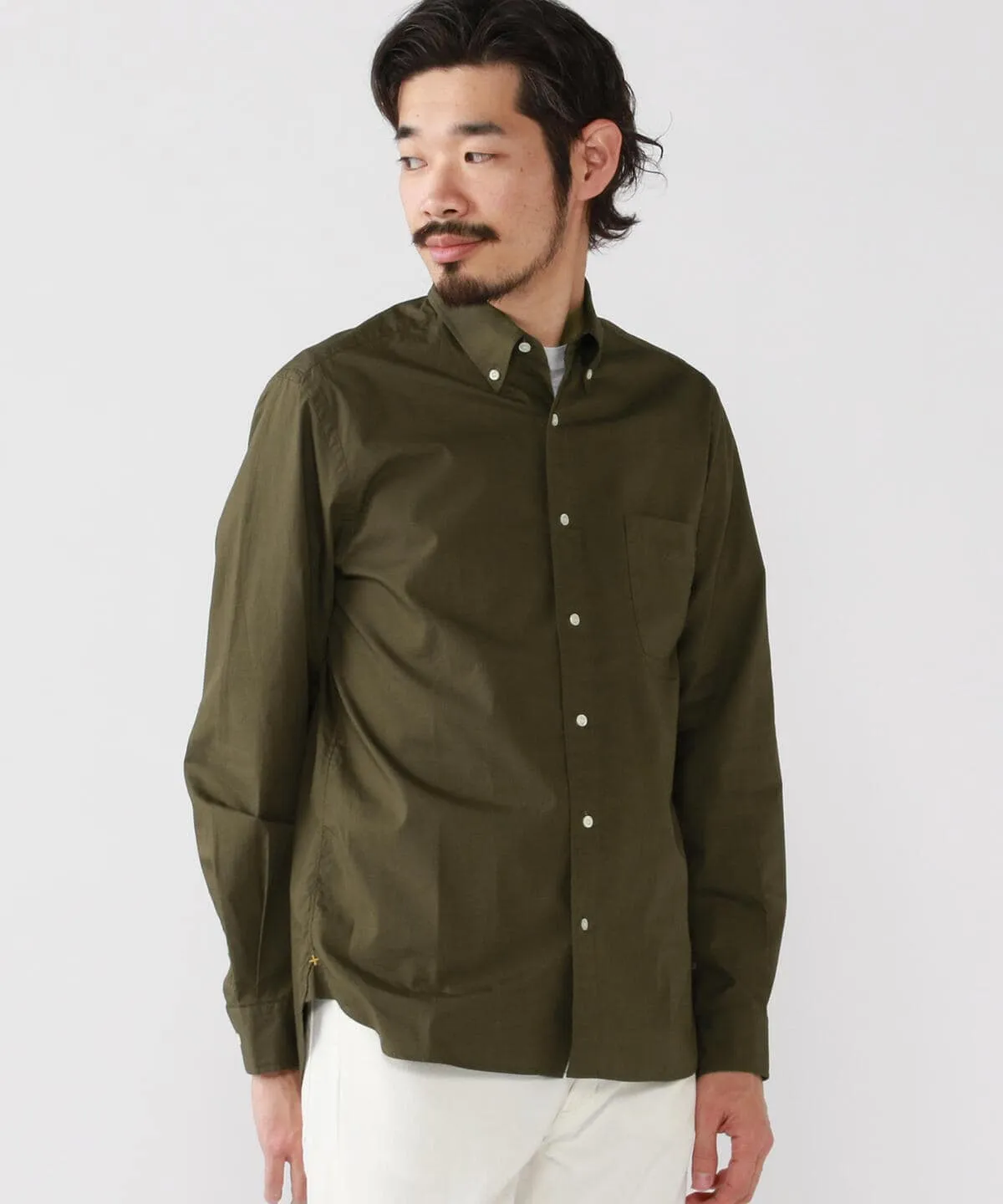 Colour Broad Button Down Shirt - Olive