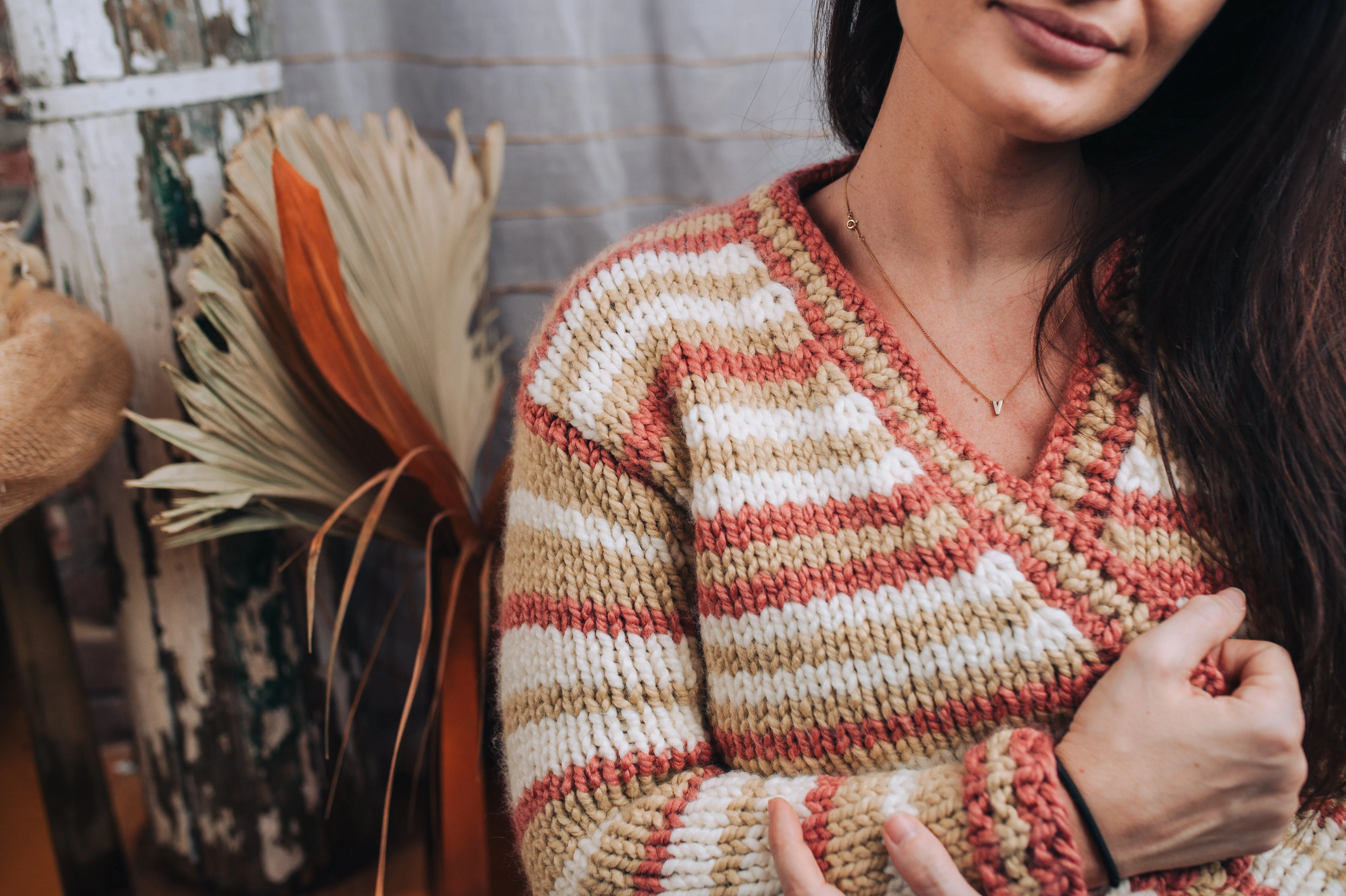 Comfy Striped Cardigan (Knit)