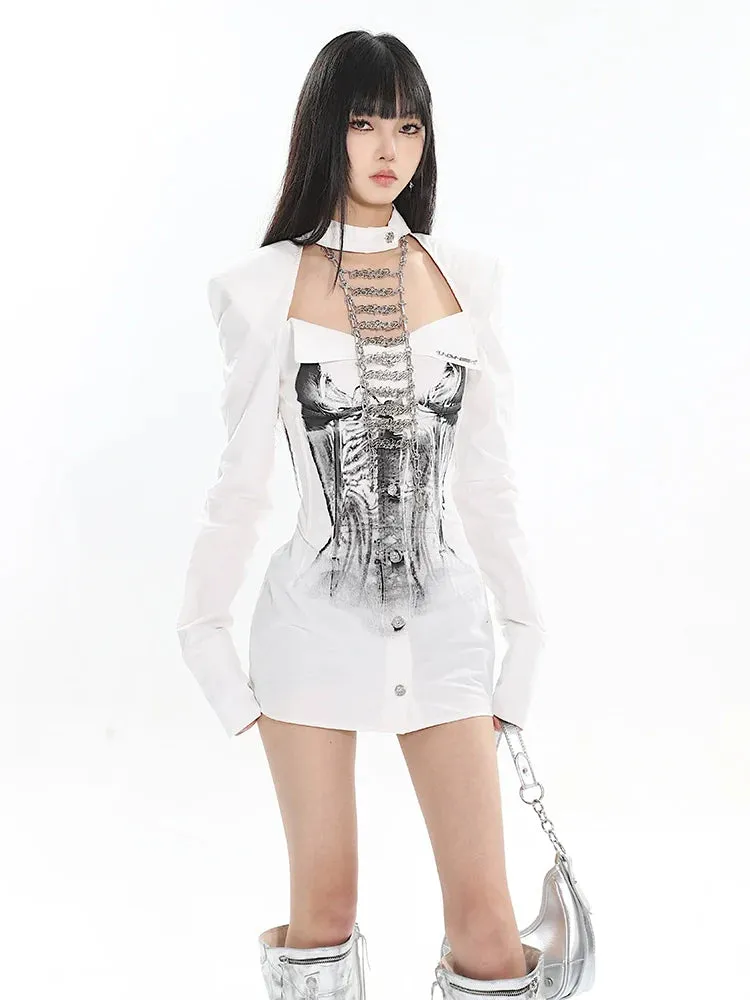 Corset Chain Shirt Dress