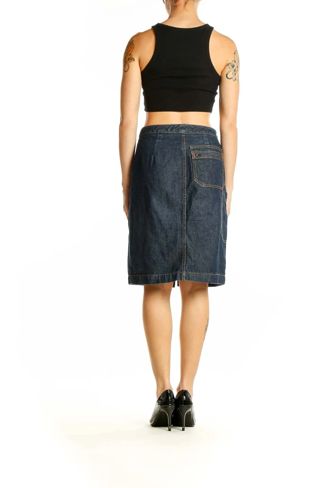 Dark Blue Denim Pencil Skirt