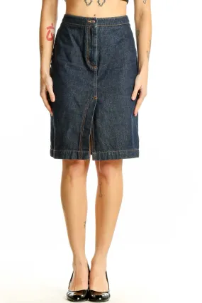 Dark Blue Denim Pencil Skirt